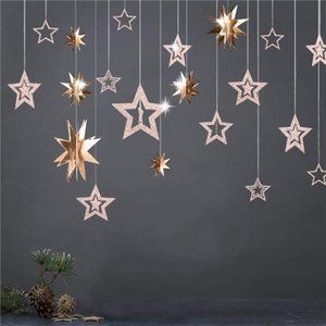 Champagne Gold Star Garland Twinkle Little Stars Decoration to The Star Hanging